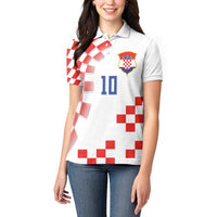 Custom Croatia National Football Women Polo Shirt Dynamic Red Heritage Checkerboard Pattern