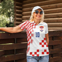 Custom Croatia National Football Women Polo Shirt Dynamic Red Heritage Checkerboard Pattern