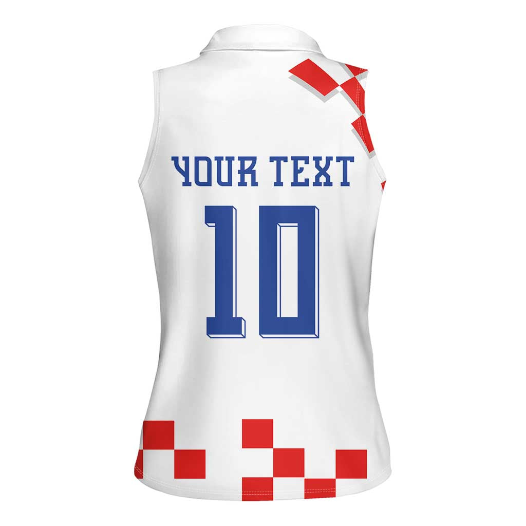 Custom Croatia National Football Women Sleeveless Polo Shirt Dynamic Red Heritage Checkerboard Pattern