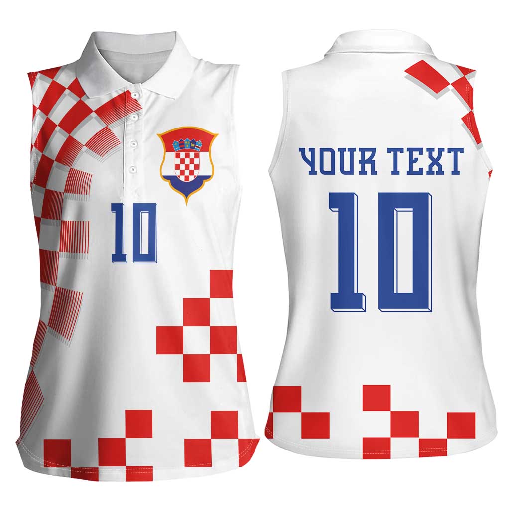 Custom Croatia National Football Women Sleeveless Polo Shirt Dynamic Red Heritage Checkerboard Pattern