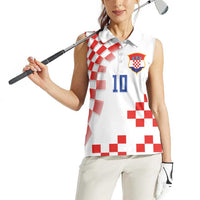 Custom Croatia National Football Women Sleeveless Polo Shirt Dynamic Red Heritage Checkerboard Pattern