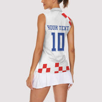 Custom Croatia National Football Women Sleeveless Polo Shirt Dynamic Red Heritage Checkerboard Pattern