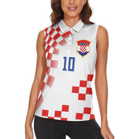 Custom Croatia National Football Women Sleeveless Polo Shirt Dynamic Red Heritage Checkerboard Pattern