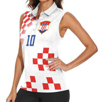 Custom Croatia National Football Women Sleeveless Polo Shirt Dynamic Red Heritage Checkerboard Pattern