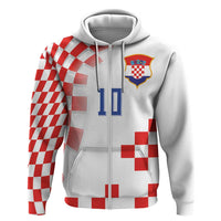 Custom Croatia National Football Zip Hoodie Dynamic Red Heritage Checkerboard Pattern