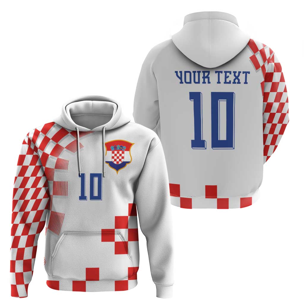 Custom Croatia National Football Zip Hoodie Dynamic Red Heritage Checkerboard Pattern