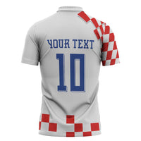Custom Croatia National Football Zipper Polo Shirt Dynamic Red Heritage Checkerboard Pattern