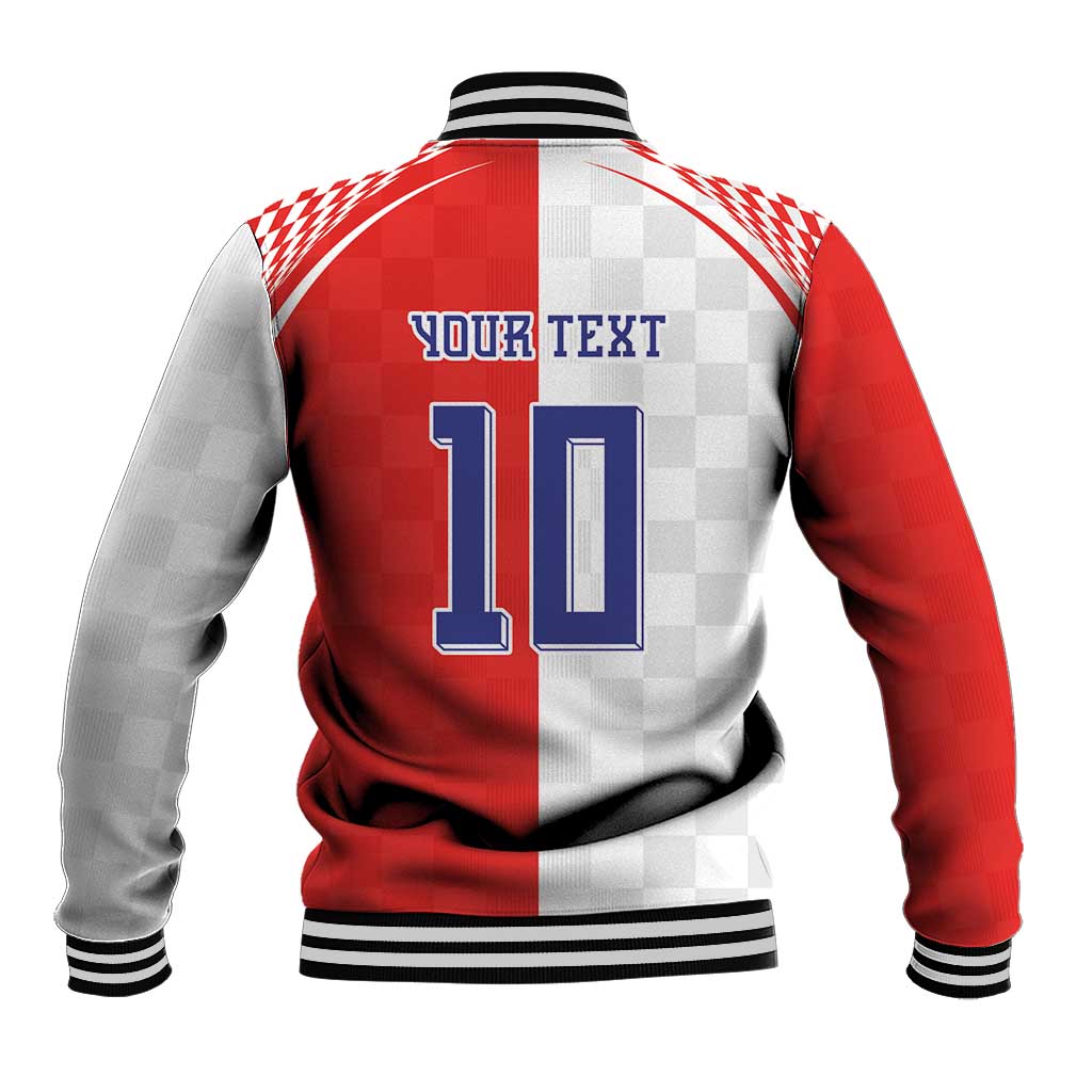 Custom Croatia Hrvatska Football Baseball Jacket Halftone Checkerboard National Crest