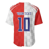 Custom Croatia Hrvatska Football Baseball Jersey Halftone Checkerboard National Crest