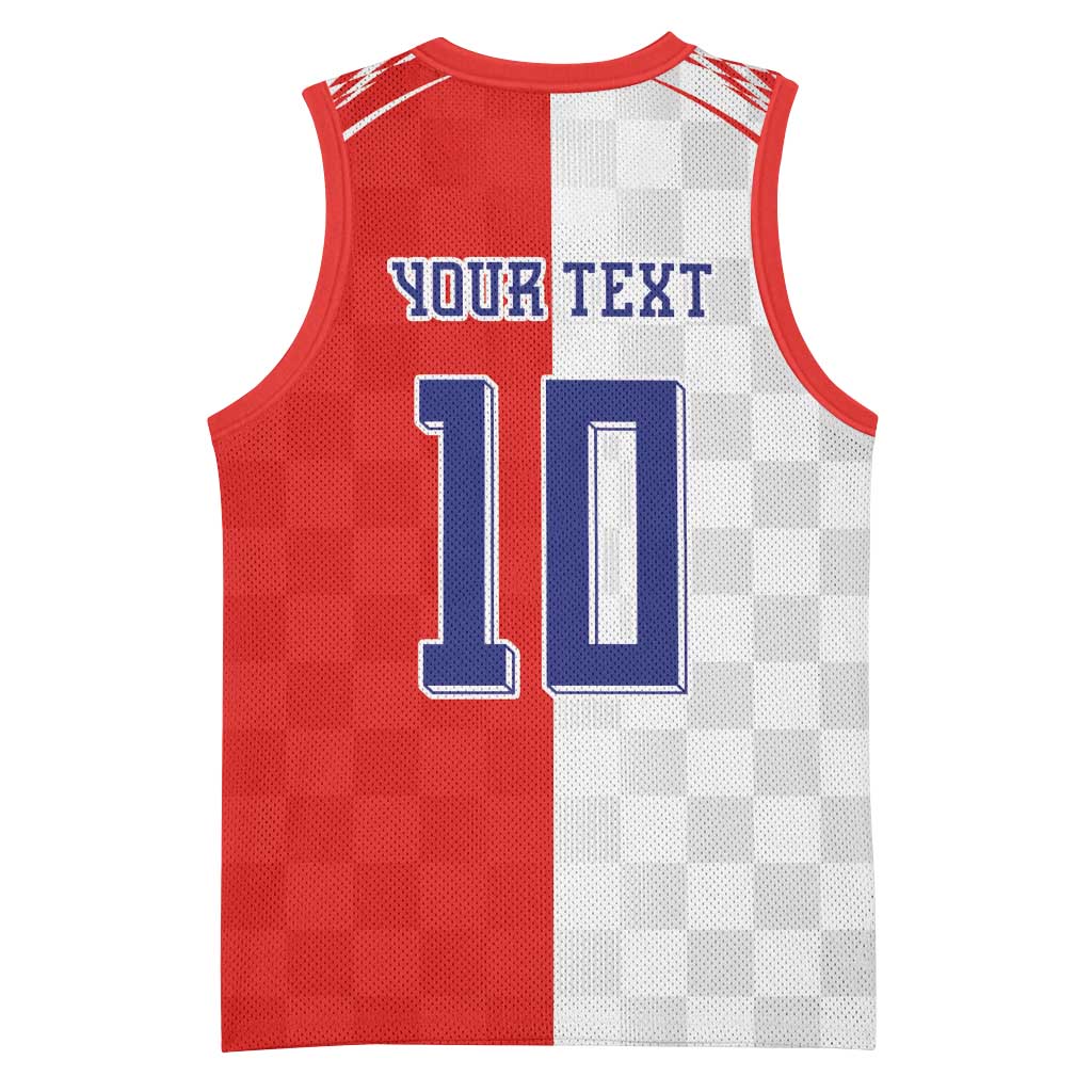 Custom Croatia Hrvatska Football Basketball Jersey Halftone Checkerboard National Crest
