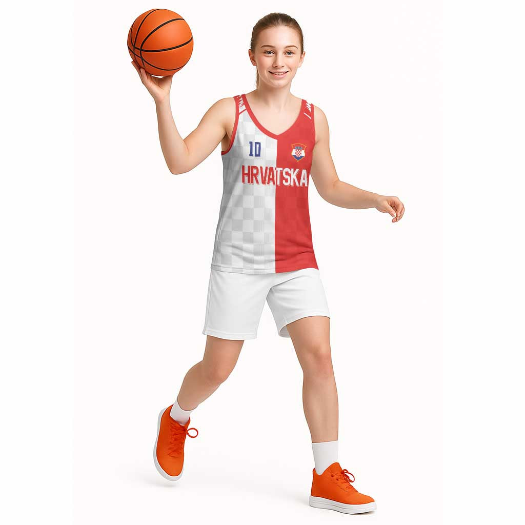 Custom Croatia Hrvatska Football Basketball Jersey Halftone Checkerboard National Crest