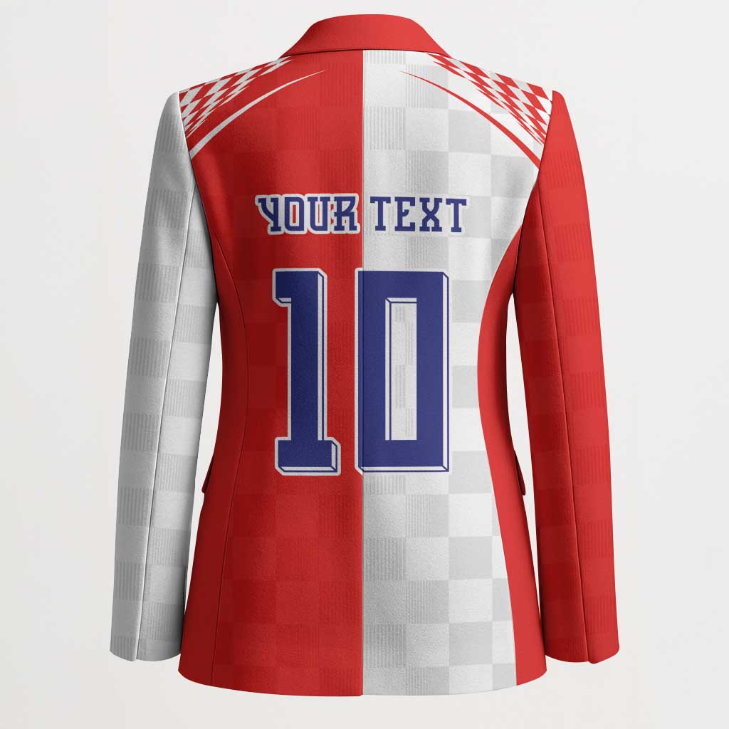 Custom Croatia Hrvatska Football Blazer Halftone Checkerboard National Crest