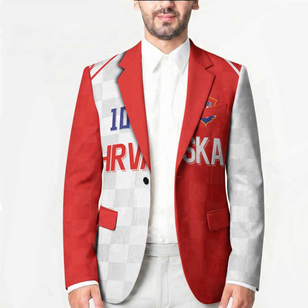 Custom Croatia Hrvatska Football Blazer Halftone Checkerboard National Crest
