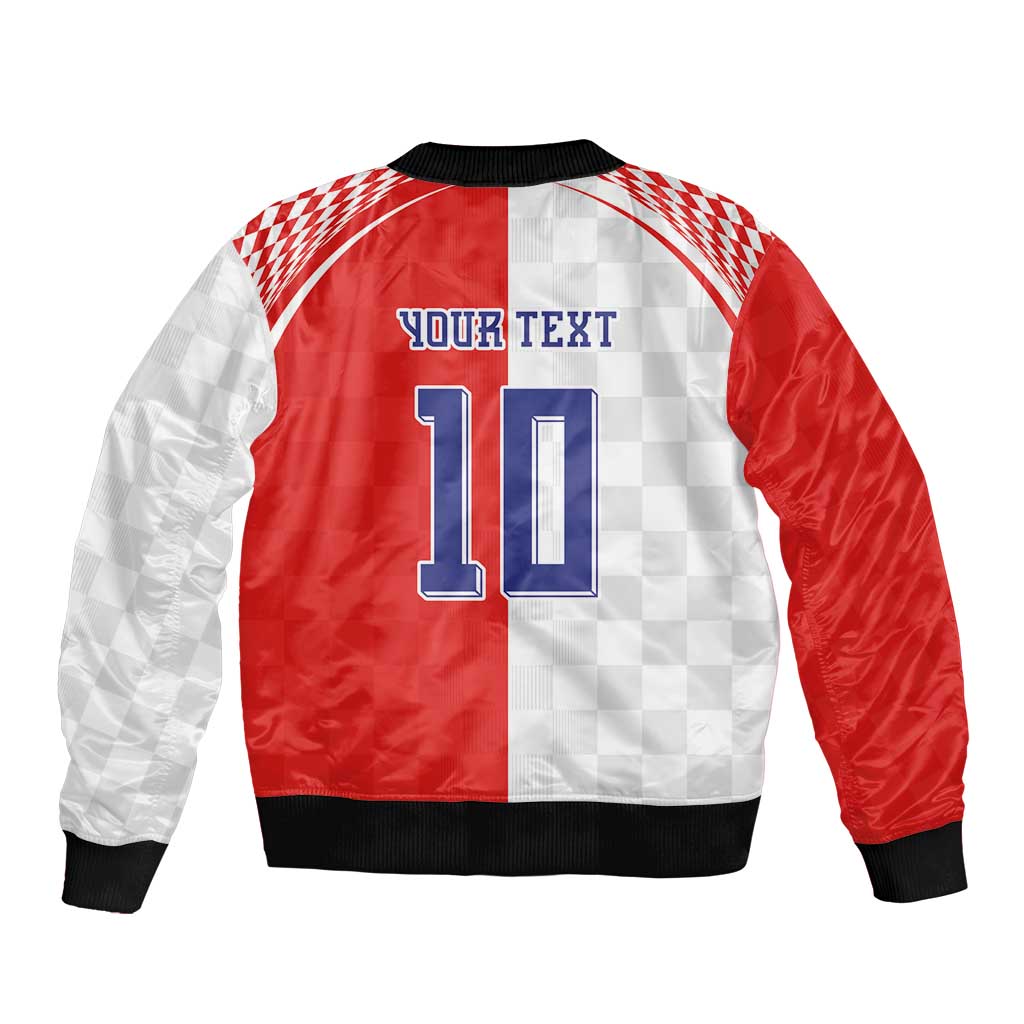Custom Croatia Hrvatska Football Bomber Jacket Halftone Checkerboard National Crest