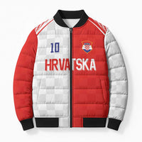 Custom Croatia Hrvatska Football Bomber Puffer Jacket Halftone Checkerboard National Crest