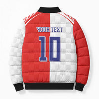 Custom Croatia Hrvatska Football Bomber Puffer Jacket Halftone Checkerboard National Crest