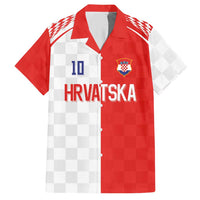 Custom Croatia Hrvatska Football Hawaiian Shirt Halftone Checkerboard National Crest