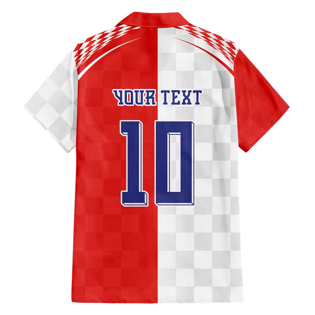 Custom Croatia Hrvatska Football Hawaiian Shirt Halftone Checkerboard National Crest