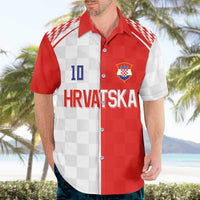 Custom Croatia Hrvatska Football Hawaiian Shirt Halftone Checkerboard National Crest