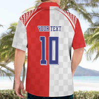 Custom Croatia Hrvatska Football Hawaiian Shirt Halftone Checkerboard National Crest