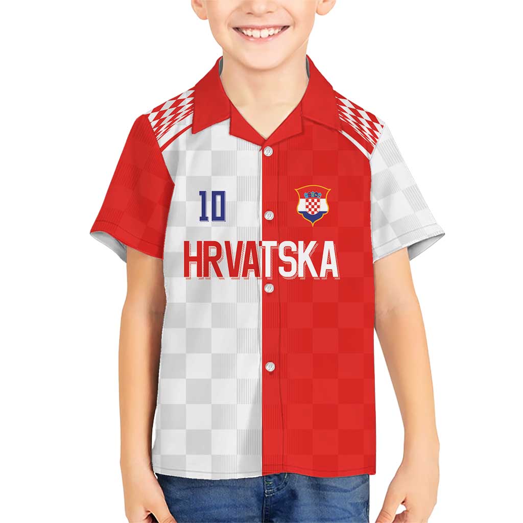 Custom Croatia Hrvatska Football Hawaiian Shirt Halftone Checkerboard National Crest