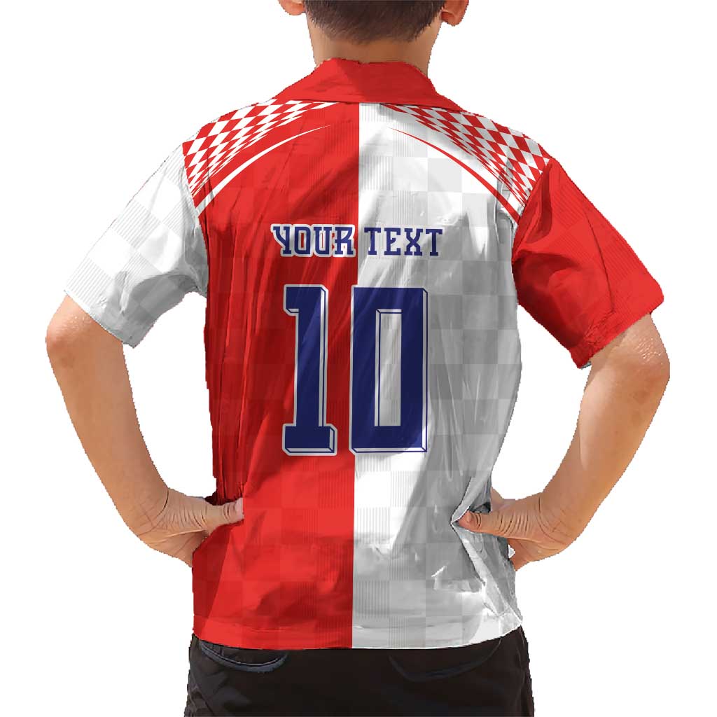 Custom Croatia Hrvatska Football Hawaiian Shirt Halftone Checkerboard National Crest