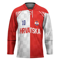 Custom Croatia Hrvatska Football Hockey Jersey Halftone Checkerboard National Crest