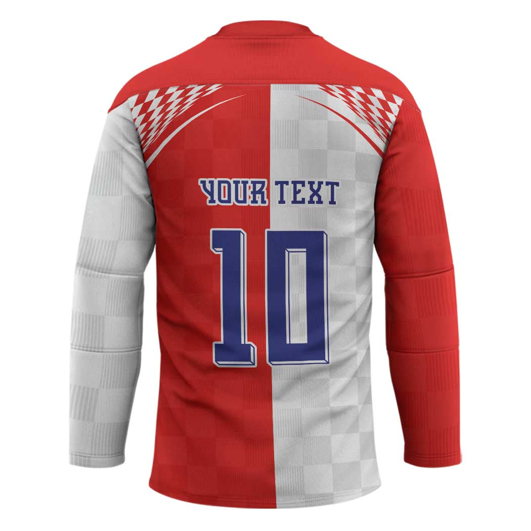Custom Croatia Hrvatska Football Hockey Jersey Halftone Checkerboard National Crest