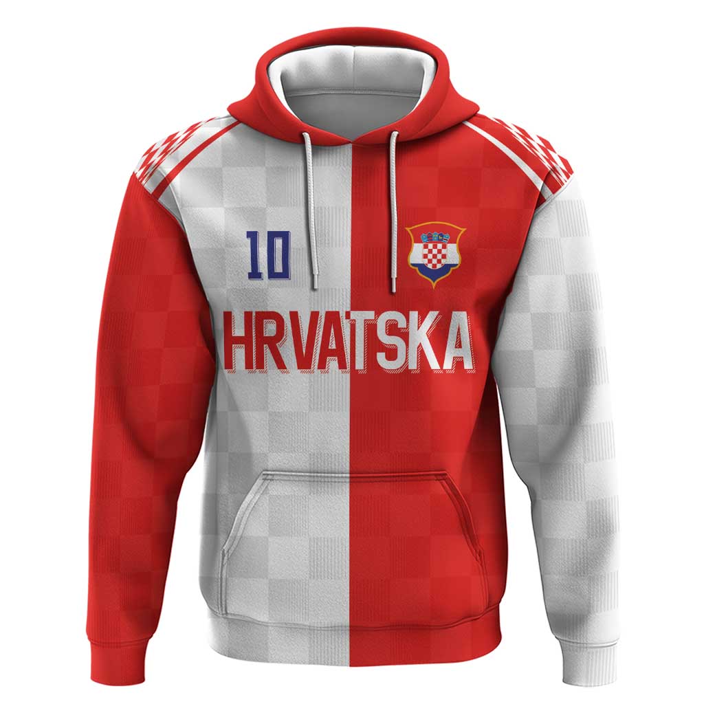 Custom Croatia Hrvatska Football Hoodie Halftone Checkerboard National Crest