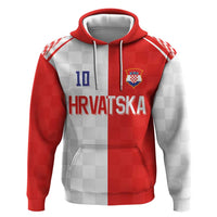 Custom Croatia Hrvatska Football Hoodie Halftone Checkerboard National Crest