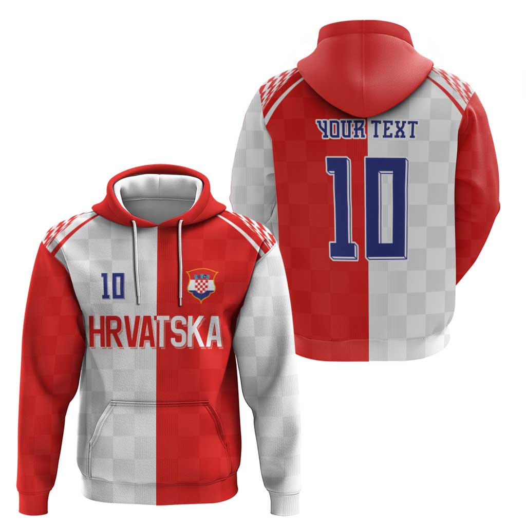 Custom Croatia Hrvatska Football Hoodie Halftone Checkerboard National Crest