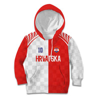 Custom Croatia Hrvatska Football Kid Hoodie Halftone Checkerboard National Crest