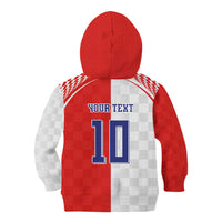 Custom Croatia Hrvatska Football Kid Hoodie Halftone Checkerboard National Crest
