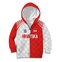 Custom Croatia Hrvatska Football Kid Hoodie Halftone Checkerboard National Crest