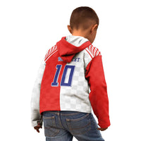 Custom Croatia Hrvatska Football Kid Hoodie Halftone Checkerboard National Crest