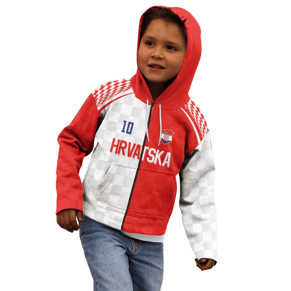 Custom Croatia Hrvatska Football Kid Hoodie Halftone Checkerboard National Crest