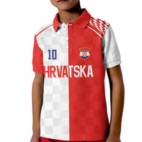 Custom Croatia Hrvatska Football Kid Polo Shirt Halftone Checkerboard National Crest