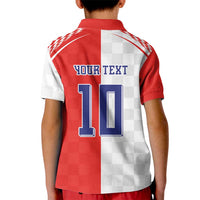 Custom Croatia Hrvatska Football Kid Polo Shirt Halftone Checkerboard National Crest