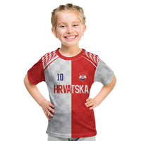 Custom Croatia Hrvatska Football Kid T Shirt Halftone Checkerboard National Crest