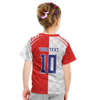 Custom Croatia Hrvatska Football Kid T Shirt Halftone Checkerboard National Crest