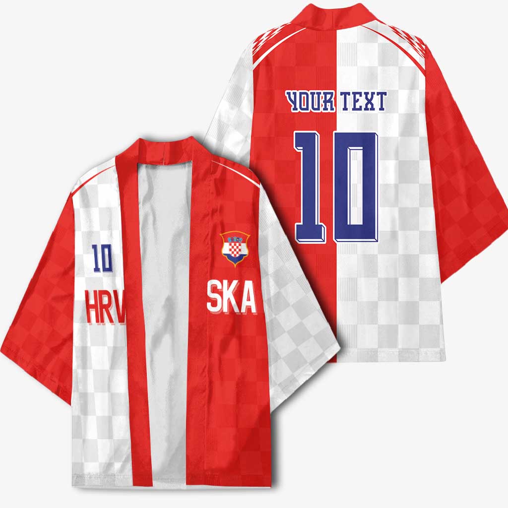 Custom Croatia Hrvatska Football Kimono Halftone Checkerboard National Crest
