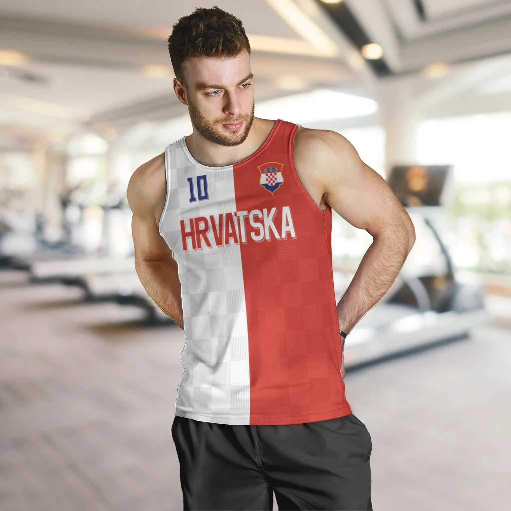 Custom Croatia Hrvatska Football Men Tank Top Halftone Checkerboard National Crest