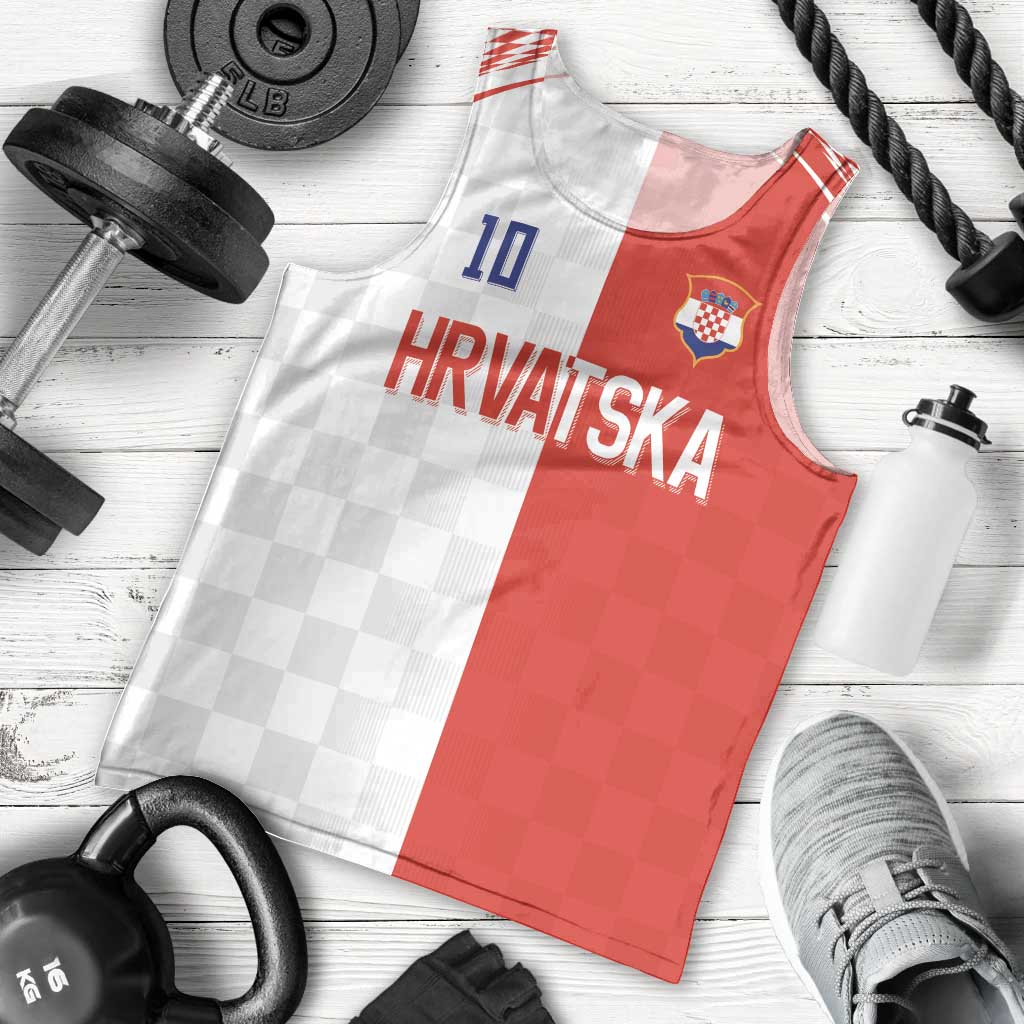 Custom Croatia Hrvatska Football Men Tank Top Halftone Checkerboard National Crest
