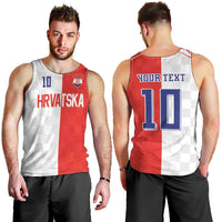 Custom Croatia Hrvatska Football Men Tank Top Halftone Checkerboard National Crest
