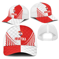 Croatia Hrvatska Football Mesh Trucker Cap Bold Checkerboard Half Tone Design With National Crest