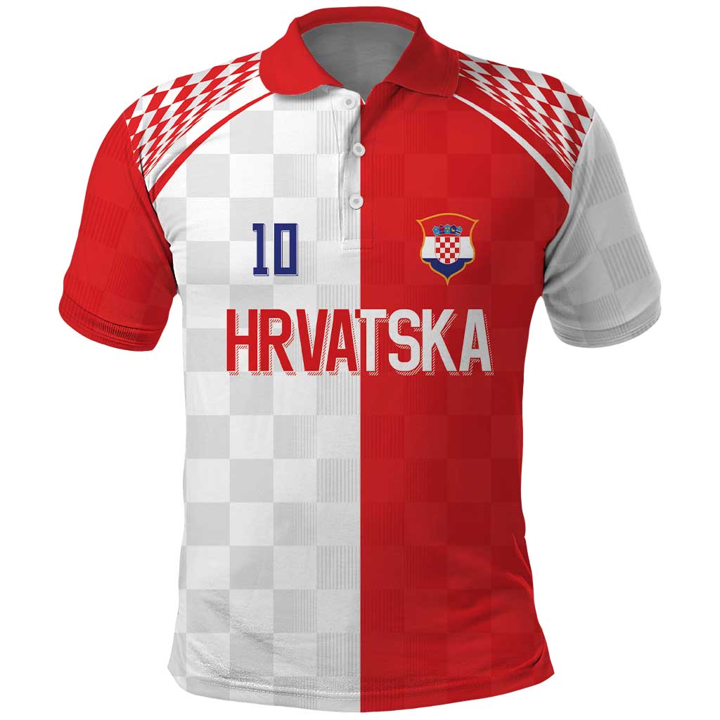 Custom Croatia Hrvatska Football Polo Shirt Halftone Checkerboard National Crest