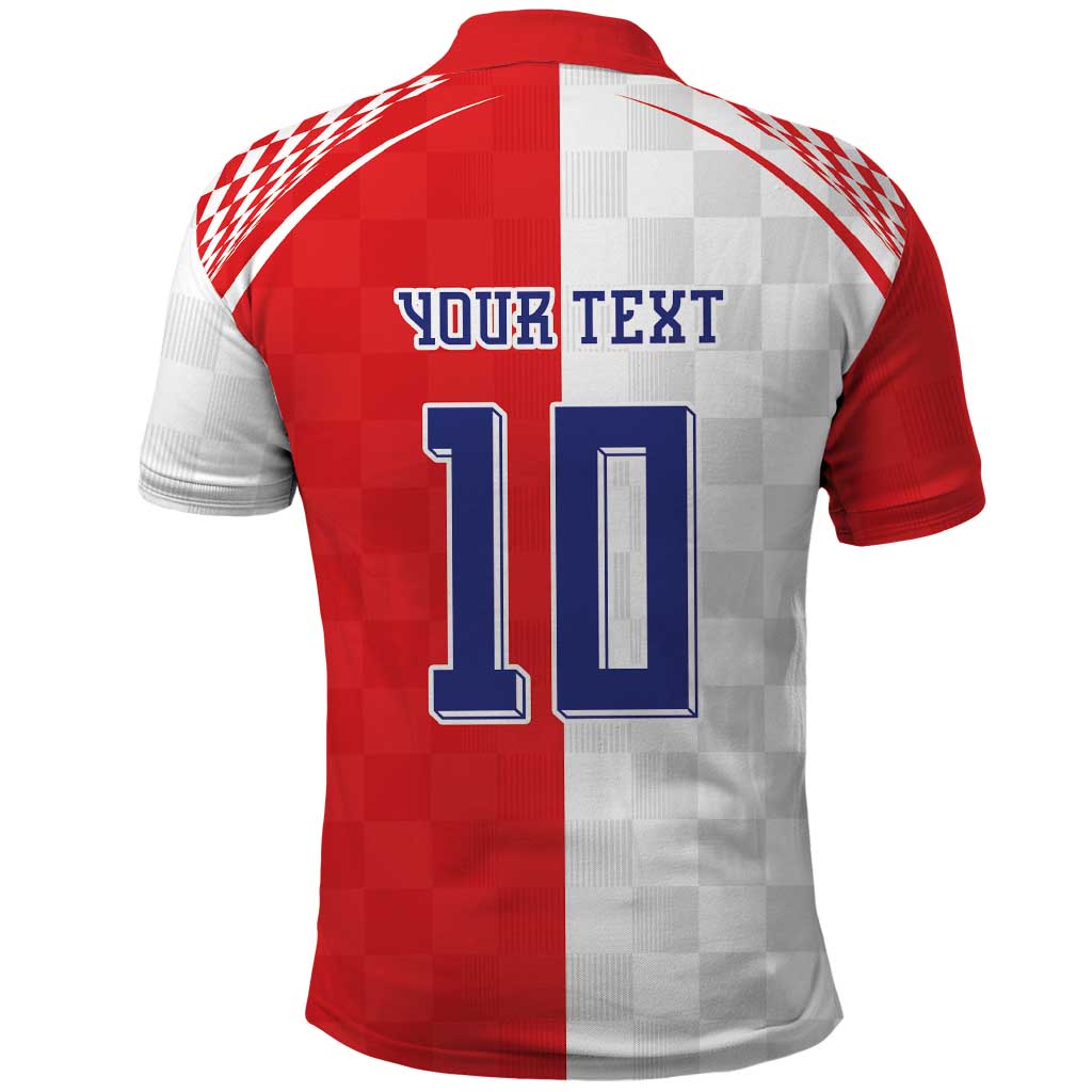 Custom Croatia Hrvatska Football Polo Shirt Halftone Checkerboard National Crest