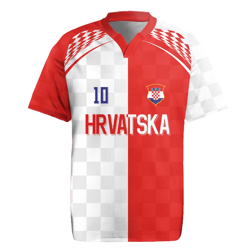 Custom Croatia Hrvatska Football Rugby Jersey Halftone Checkerboard National Crest