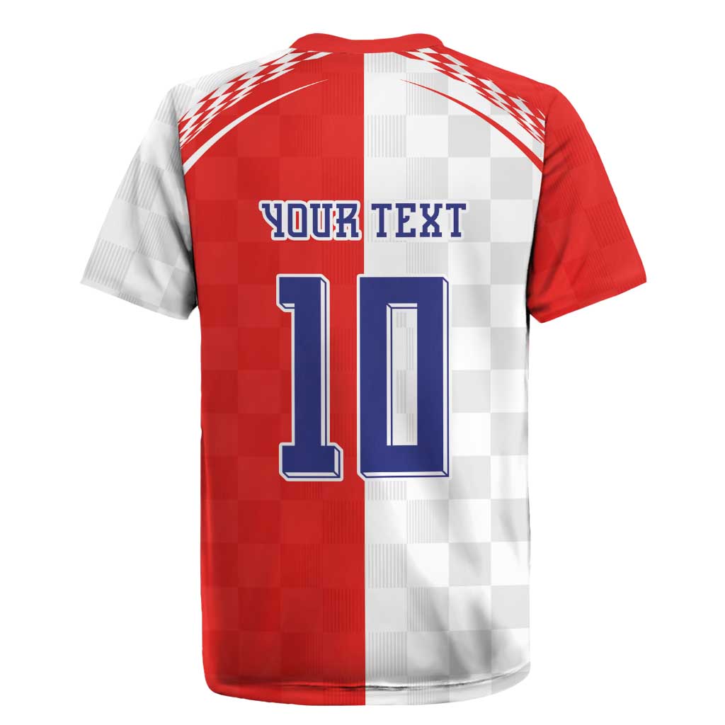 Custom Croatia Hrvatska Football Rugby Jersey Halftone Checkerboard National Crest