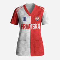 Custom Croatia Hrvatska Football Scrub Top Halftone Checkerboard National Crest